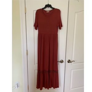 Autumn Burnt Orange Casual maxi dress